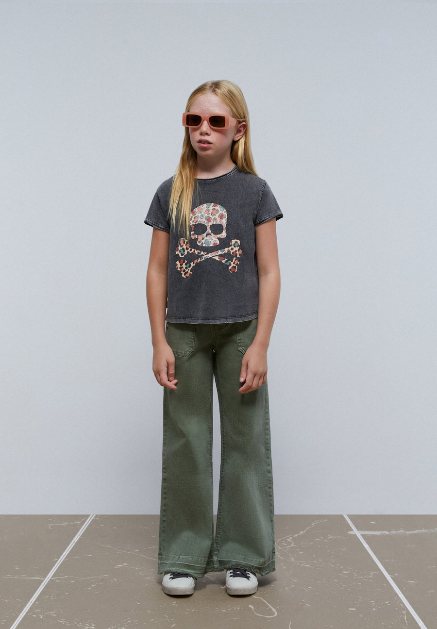 T-SHIRT SKULL LÉOPARD PAILLETTES