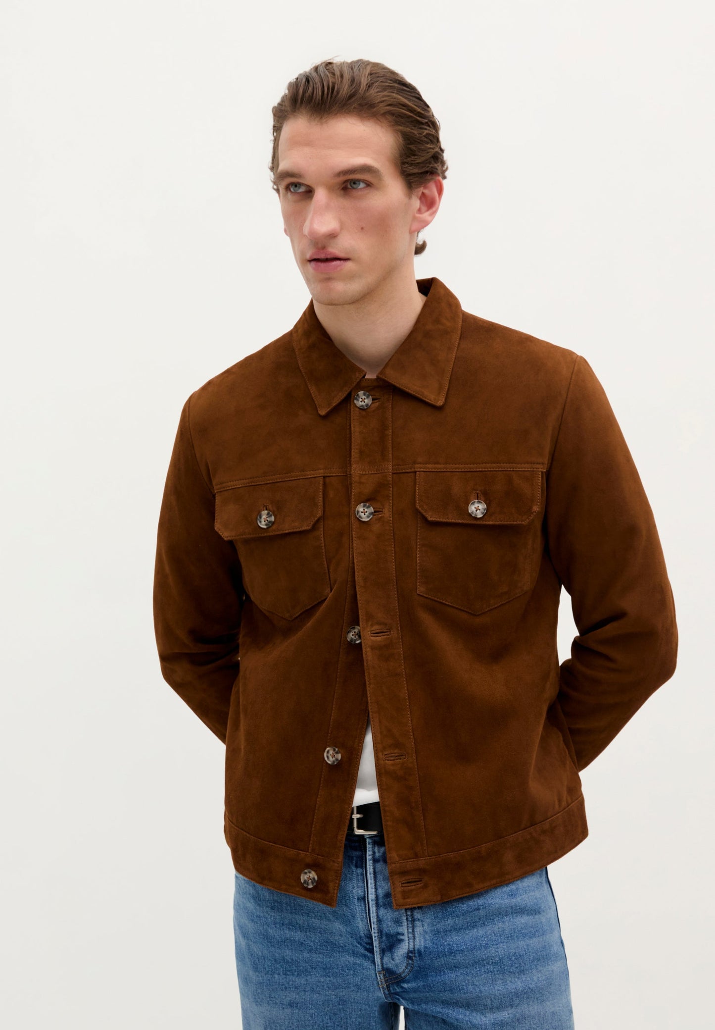 VESTE CUIR BOUTONS