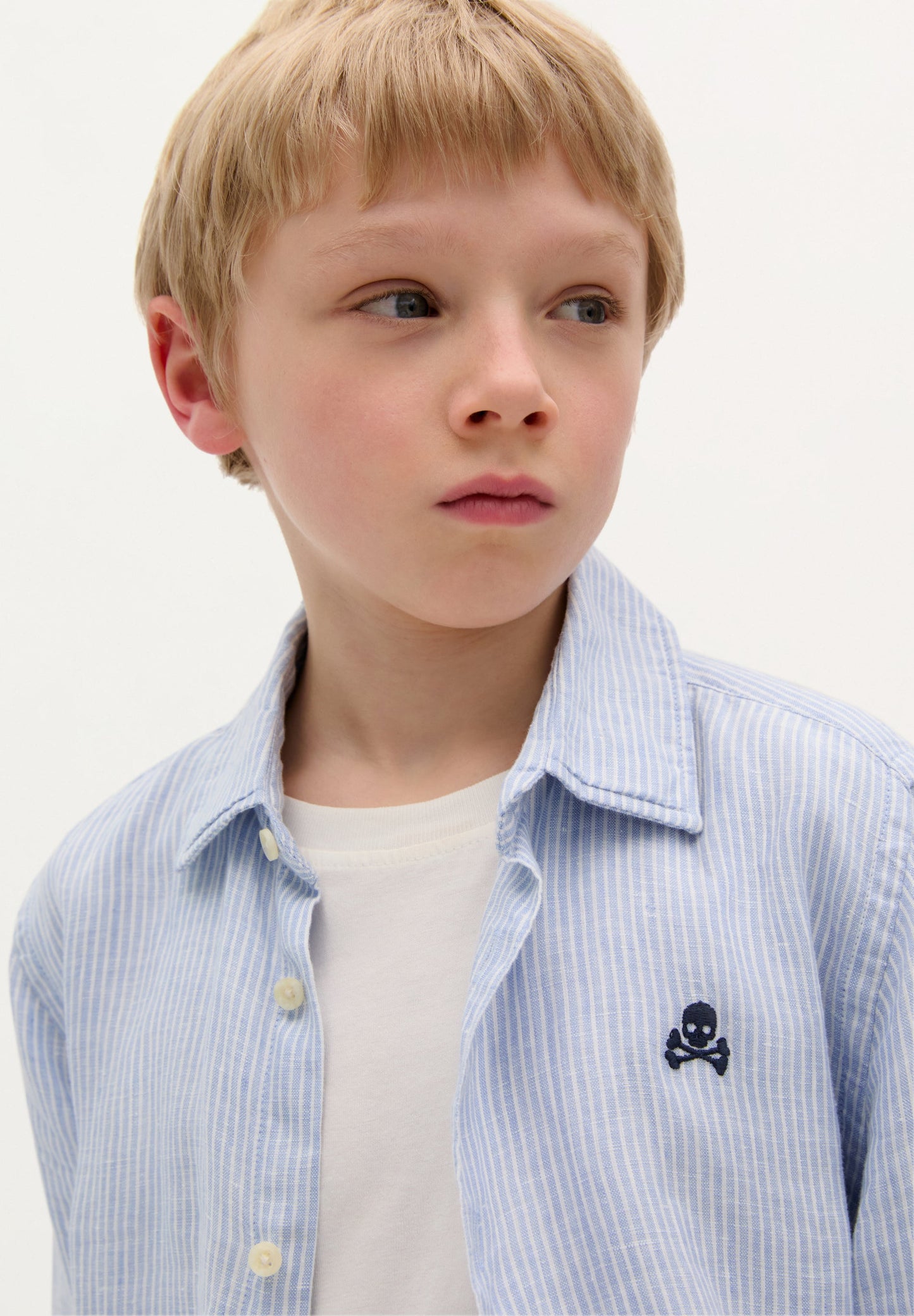 CHEMISE LIN RAYURES SKULL