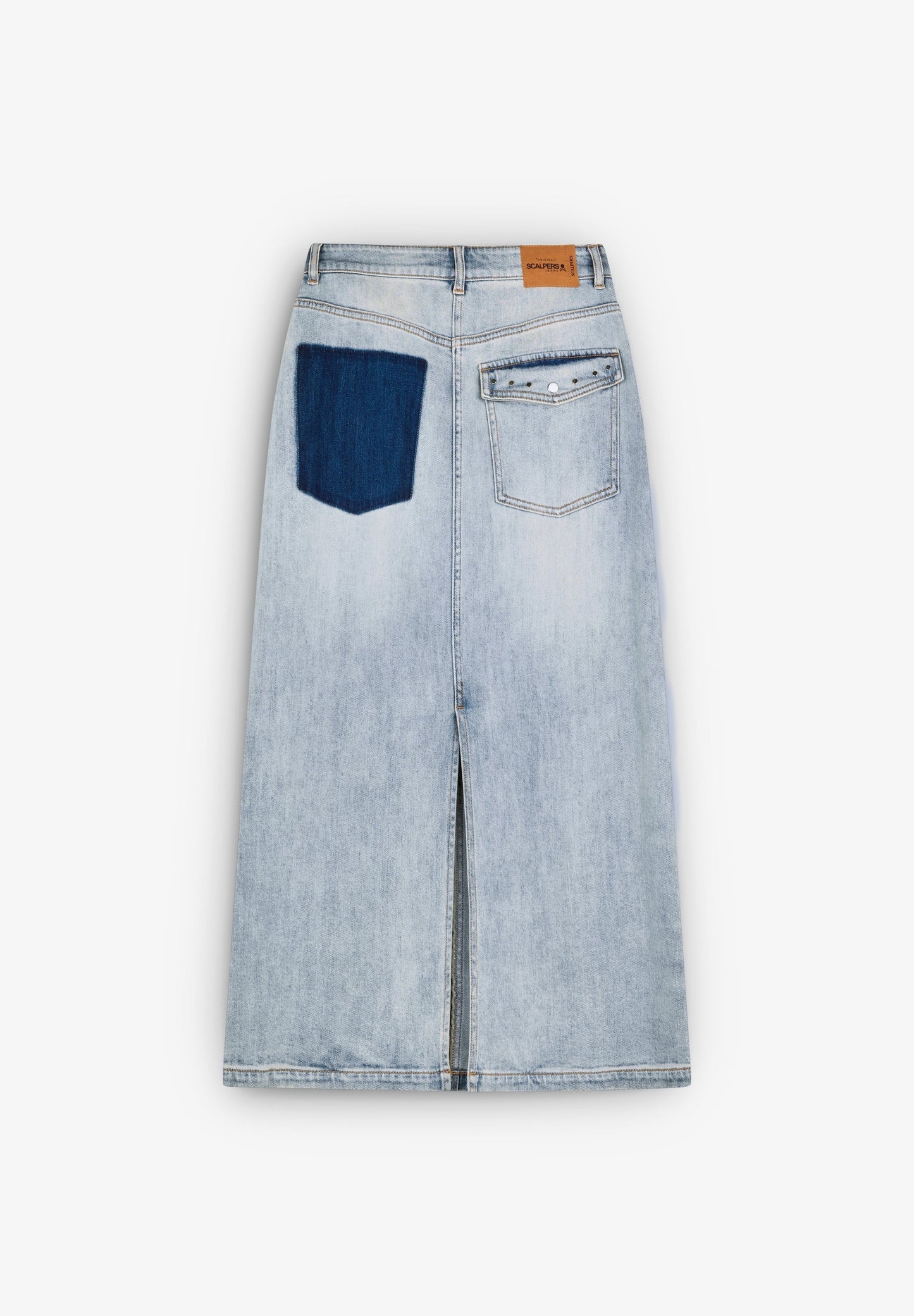 JUPE DENIM CLOUS POCHE CONTRASTANTE