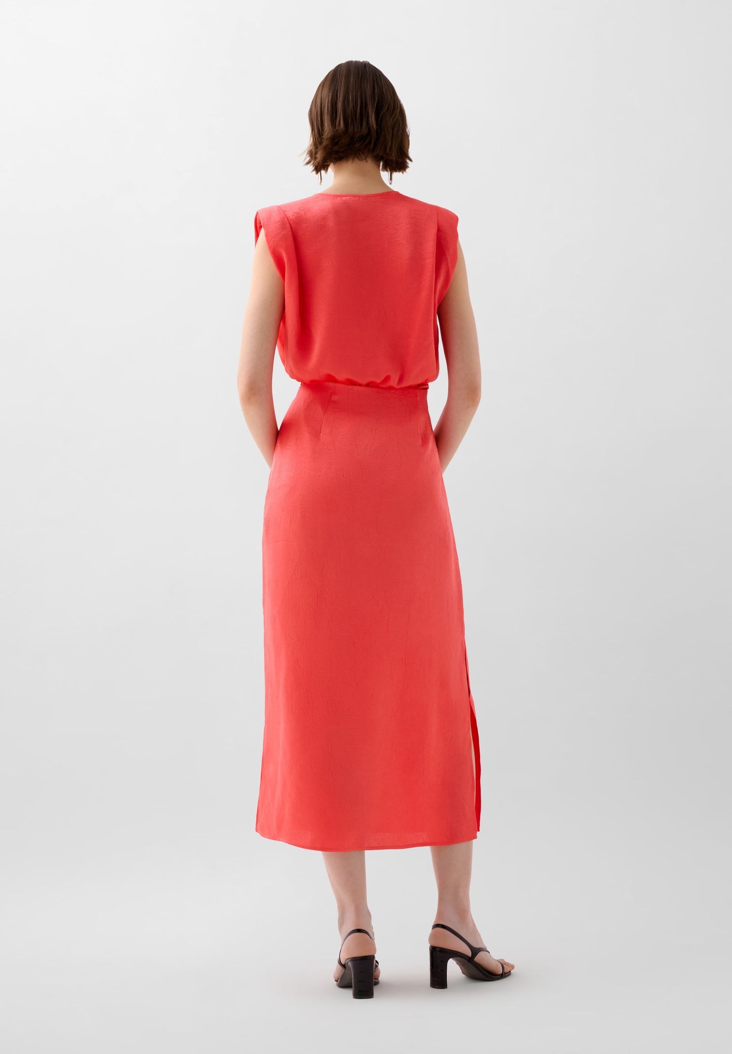 JUPE MIDI FLUIDE TEXTURÉE