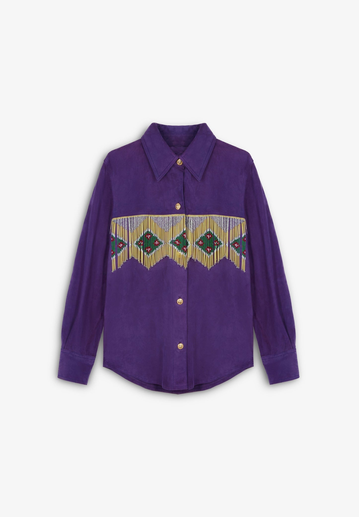 CHEMISE DAIM FRANGES PERLES