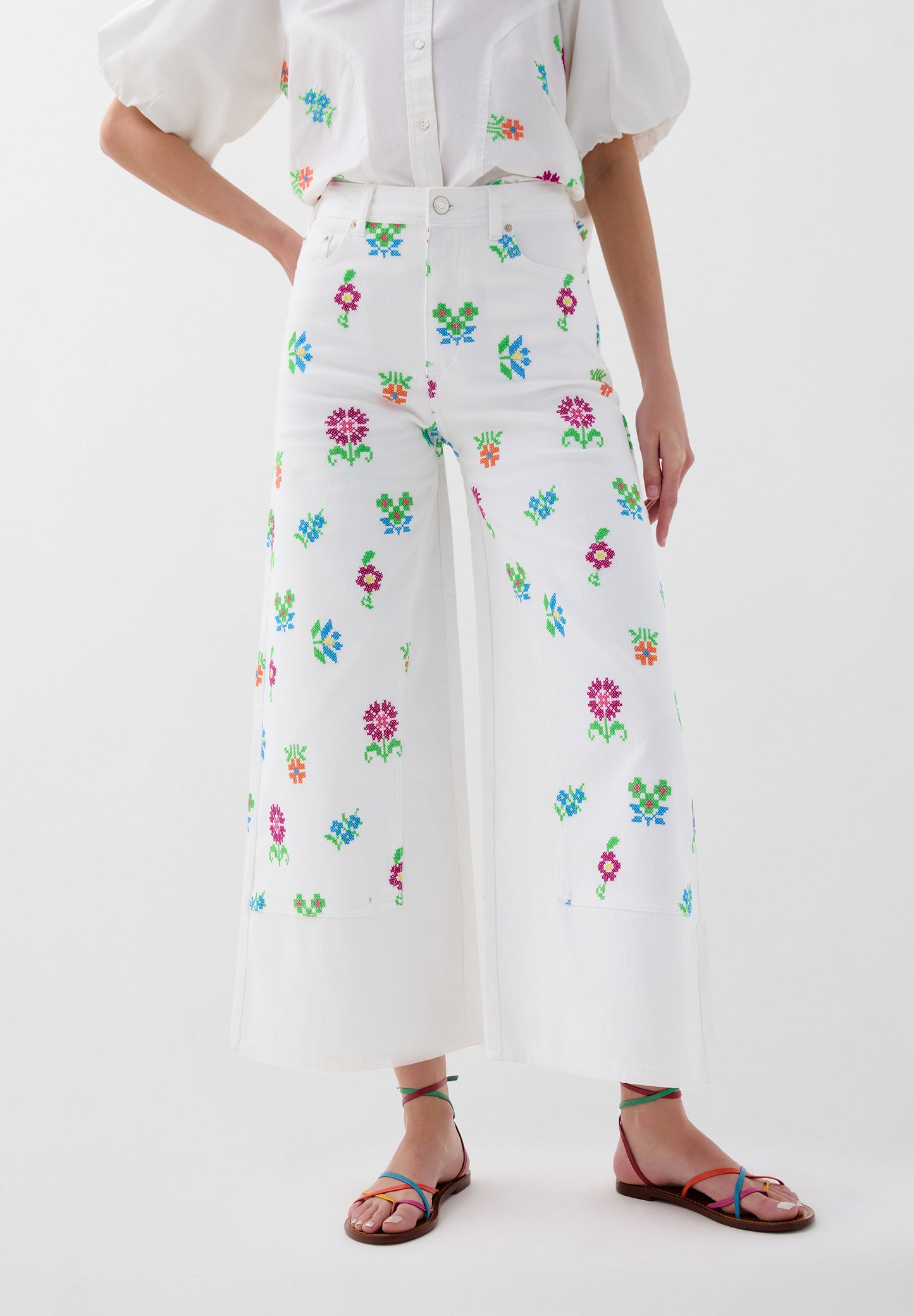 JUPE-CULOTTE BRODERIES FLEURS