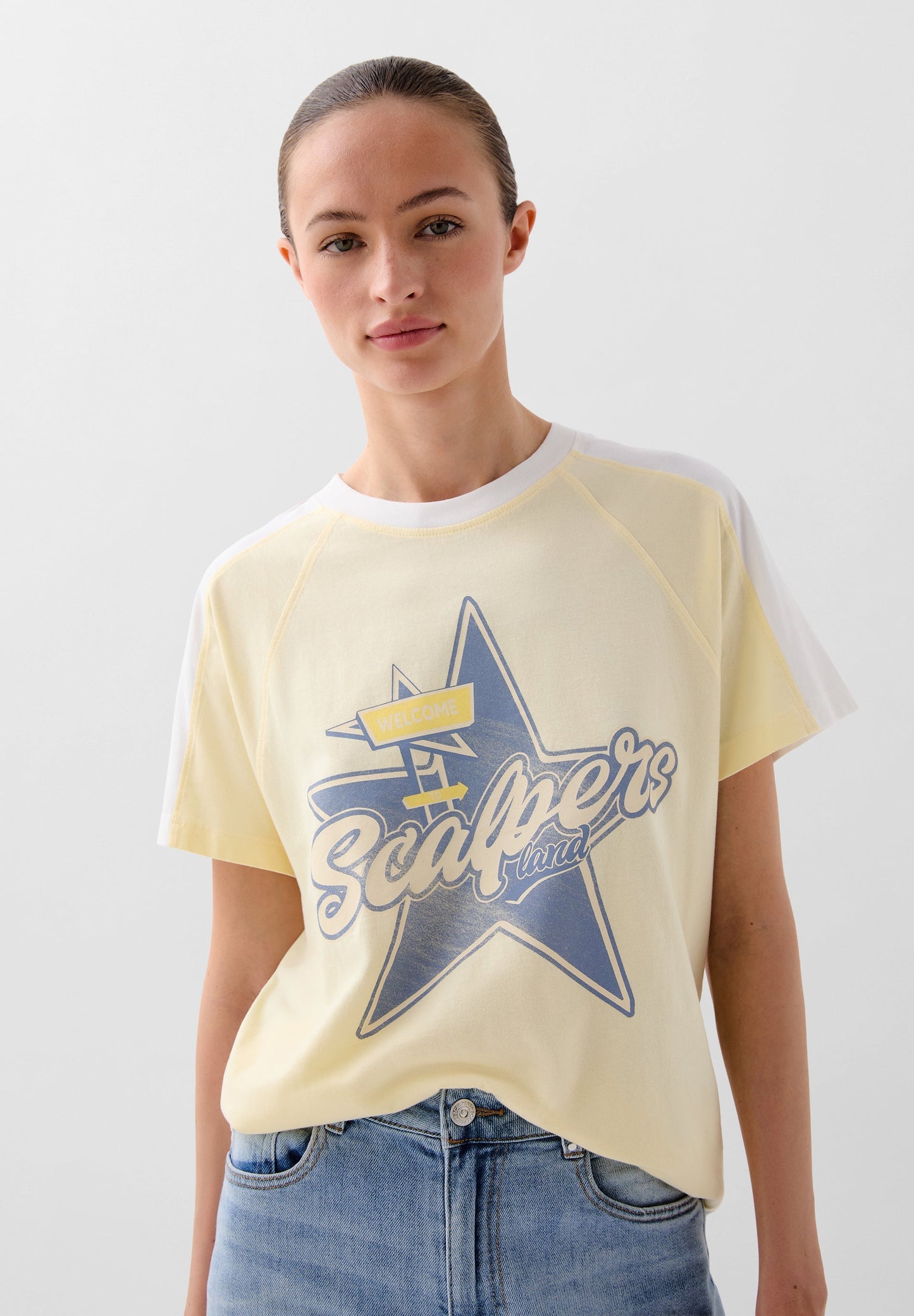 T-SHIRT BICOLORE IMPRIMÉ DEVANT