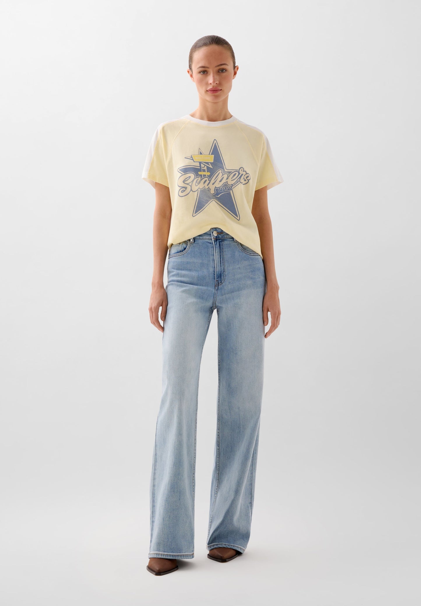 T-SHIRT BICOLORE IMPRIMÉ DEVANT