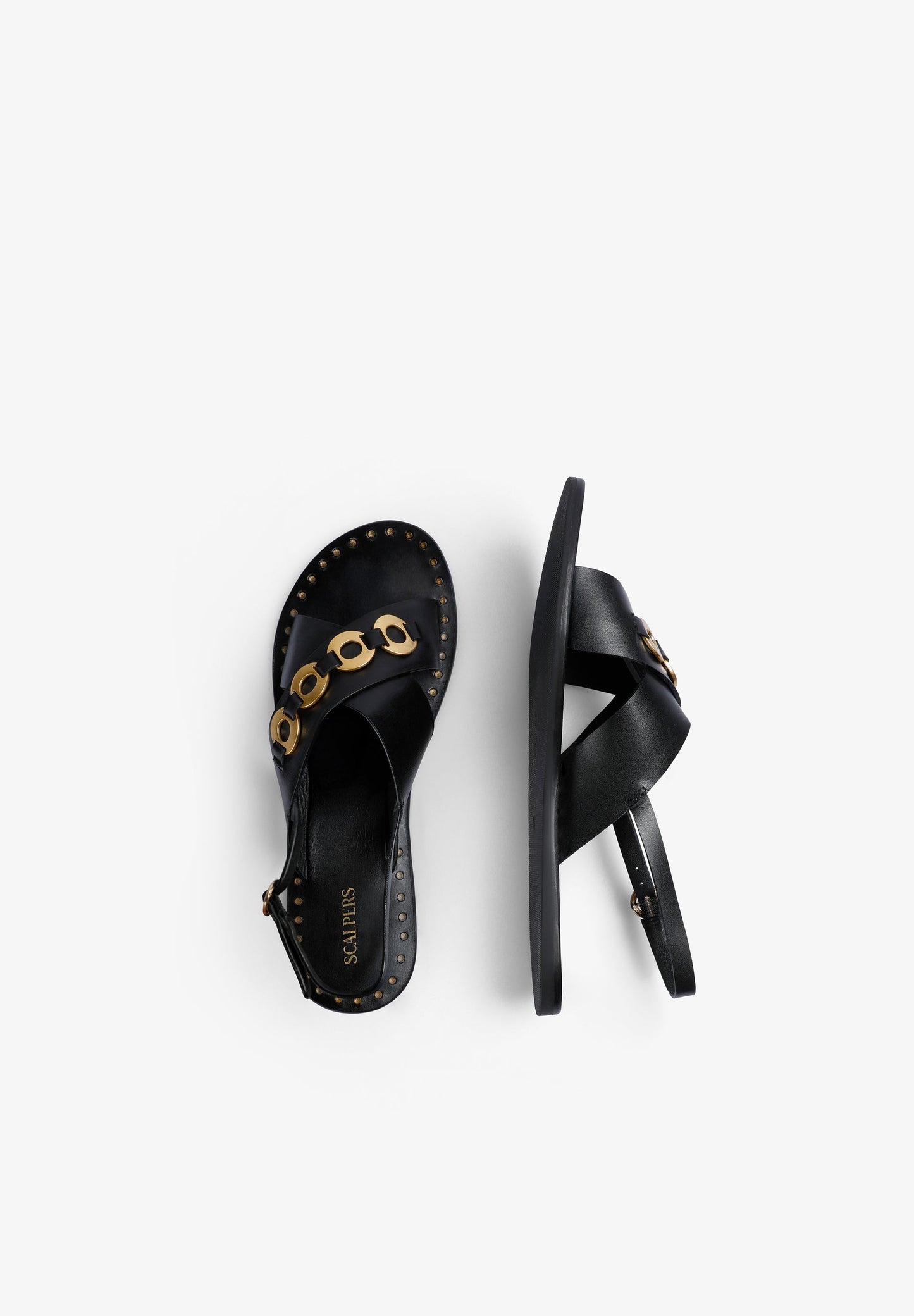 SANDALES 100 % CUIR MÉTALLISÉ