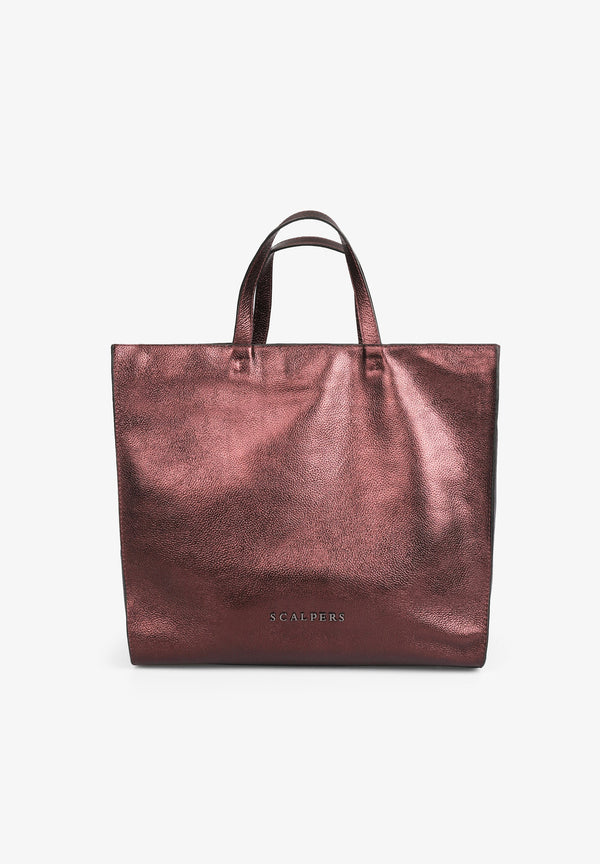 SAC CABAS CUIR MÉTALLISÉ