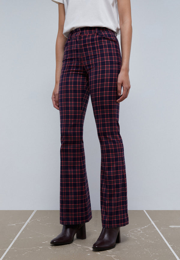 PANTALON À CARREAUX ANKLE ÉVASÉ