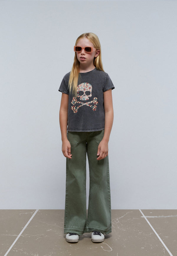 T-SHIRT SKULL LÉOPARD PAILLETTES
