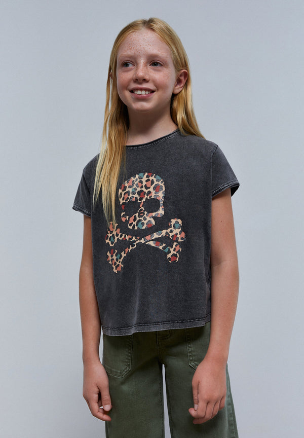 T-SHIRT SKULL LÉOPARD PAILLETTES