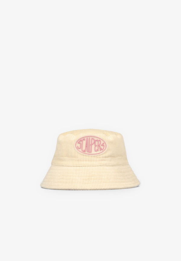 BONNET BUCKET VELOURS CÔTELÉ LOGO