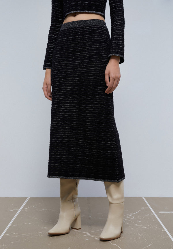JUPE MIDI MAILLE LUREX