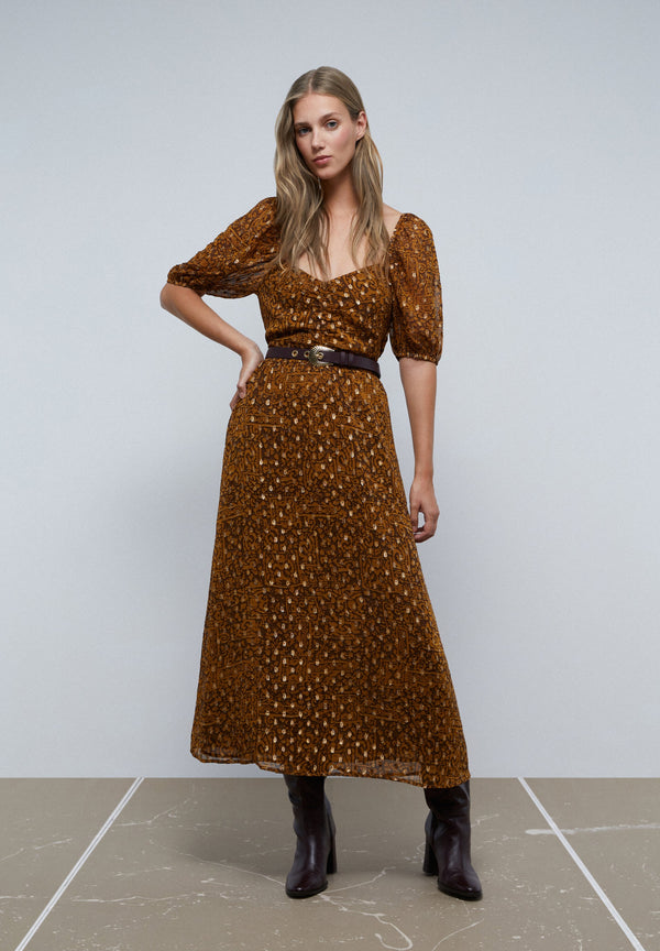 ROBE MIDI DÉTAIL FRONCE POITRINE