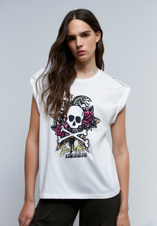 T-SHIRT IMPRIMÉ DÉTAIL MANCHE