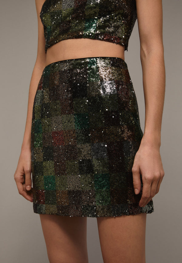 JUPE MIDI PAILLETTES OUVERTURES