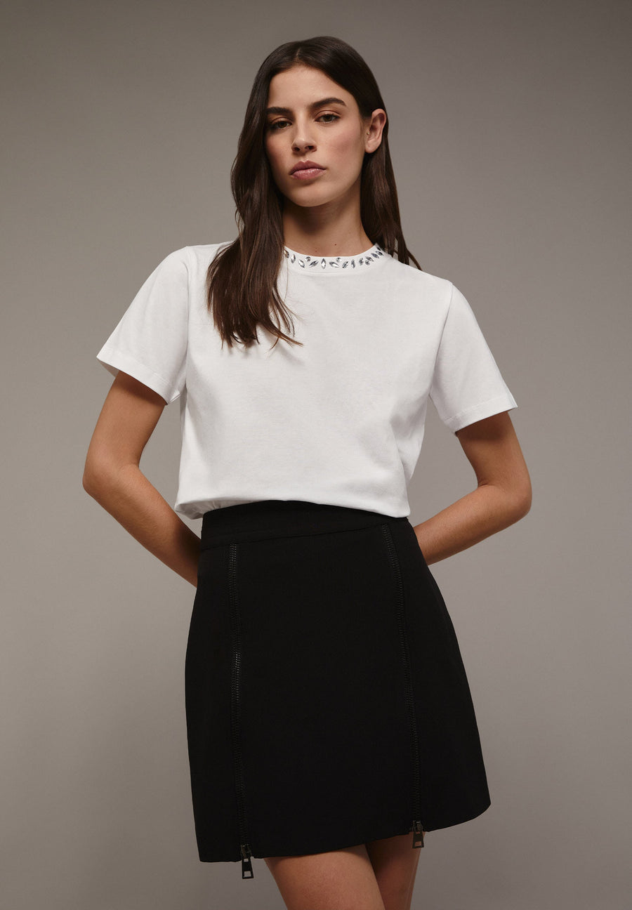 T-SHIRT COL CRISTAUX