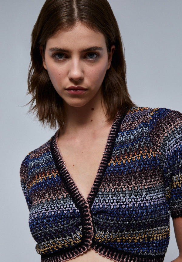 JUPE MIDI CROCHET LUREX