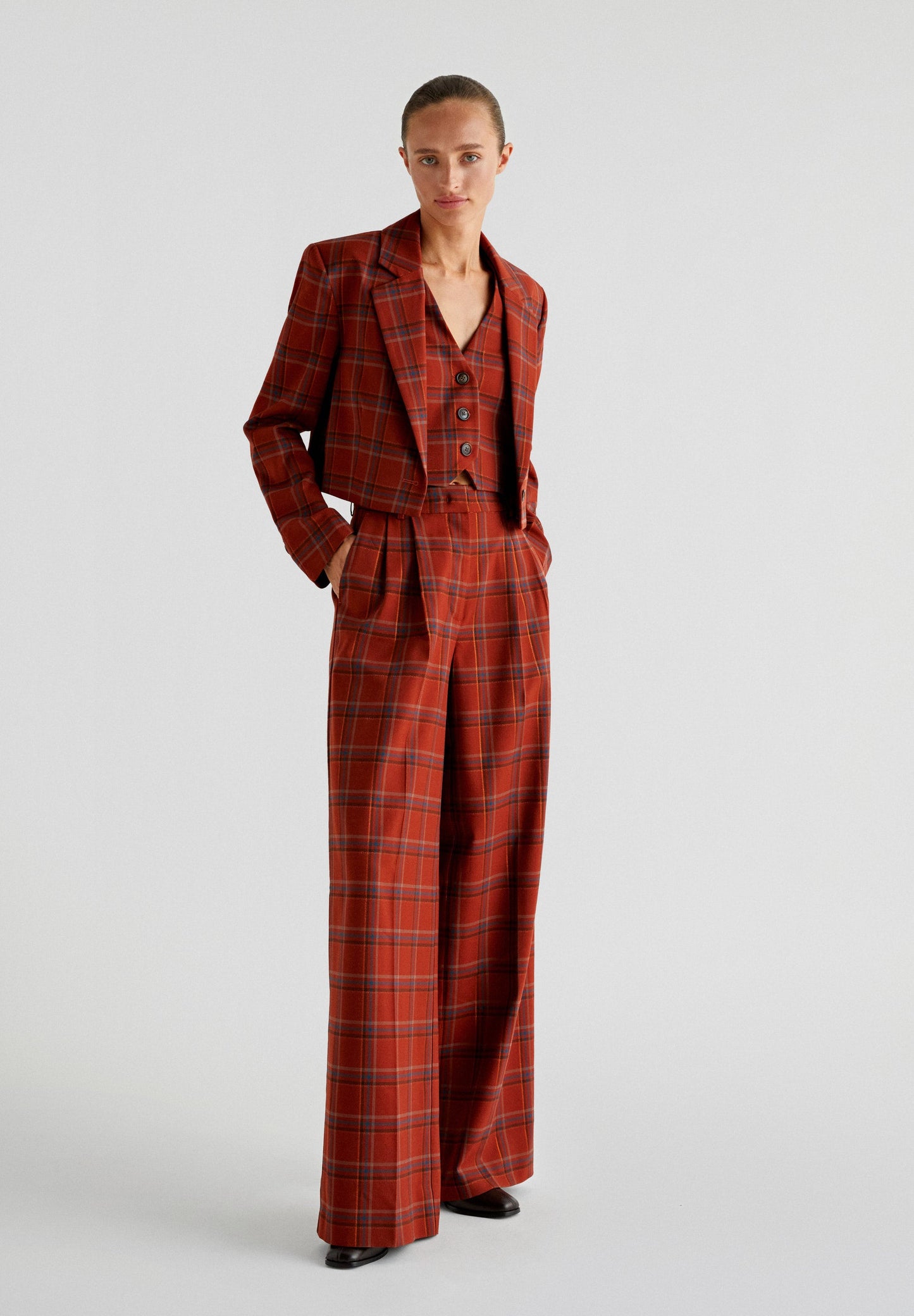 TERRACOTTA CHECK BLAZER