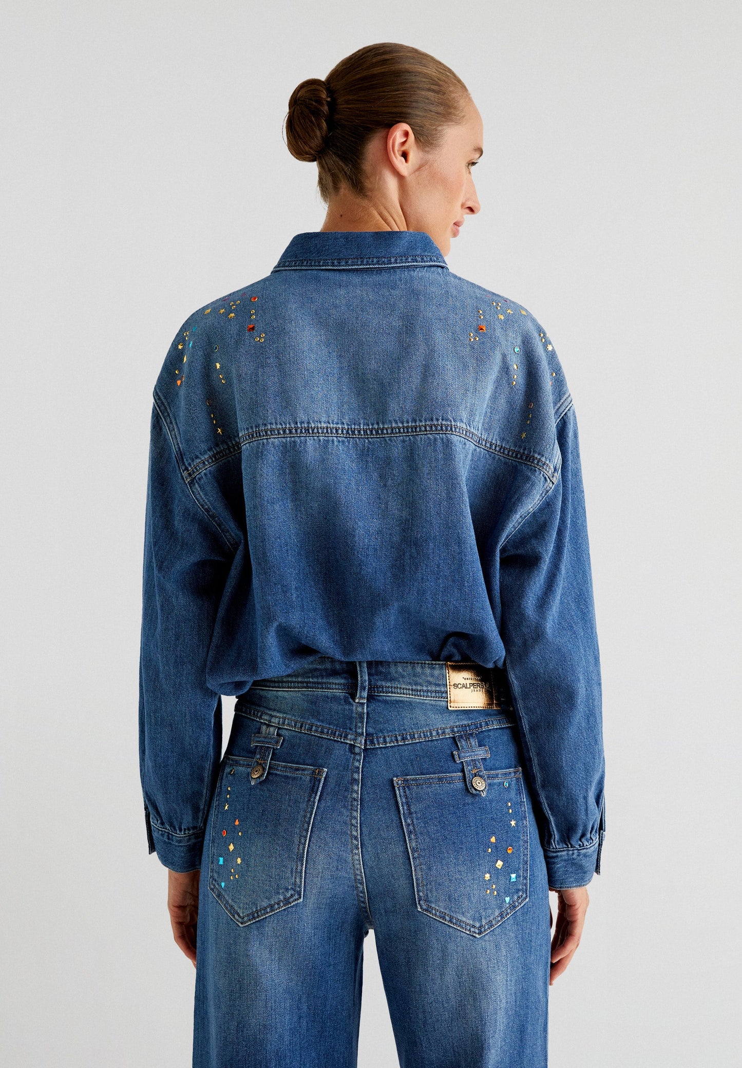 STRASS MULTICOLOR DENIM SHIRT