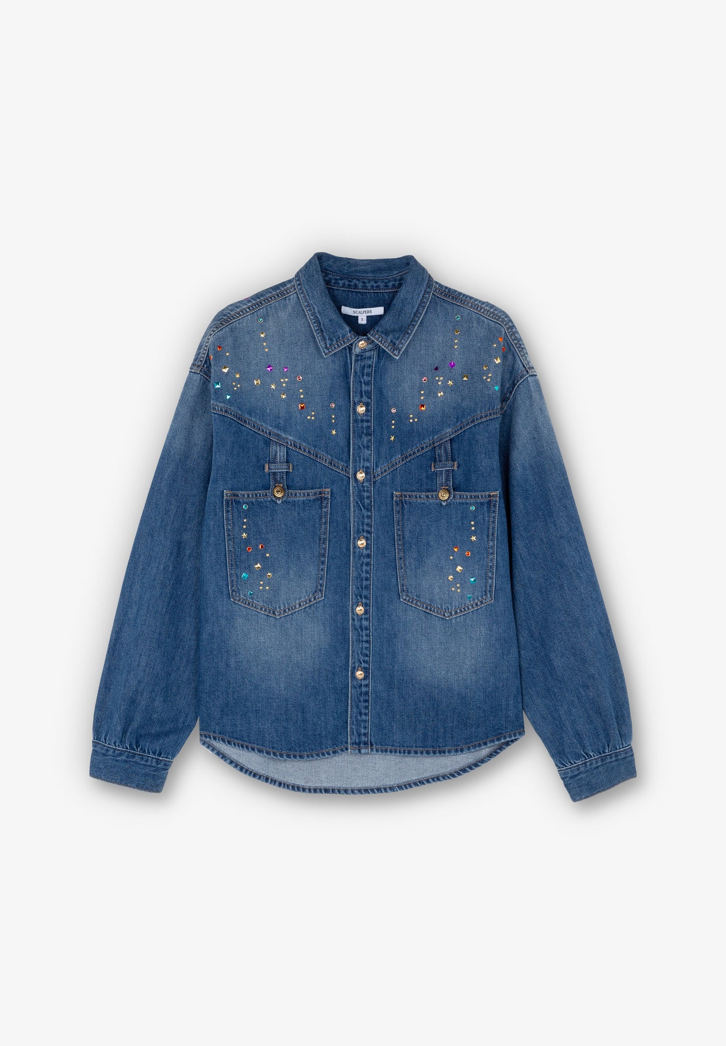 STRASS MULTICOLOR DENIM SHIRT