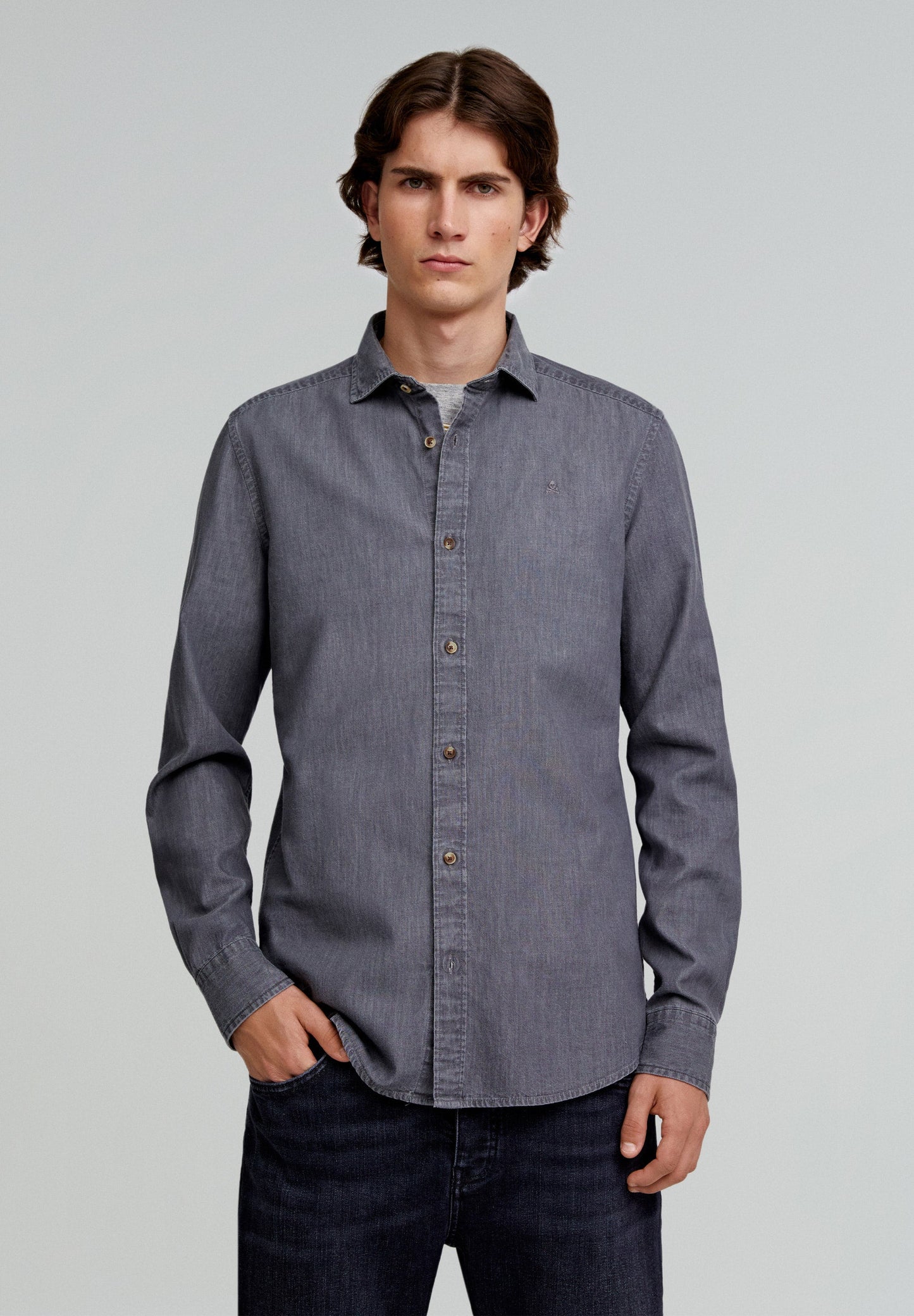 CHEMISE DENIM LOGO CONTRASTANT