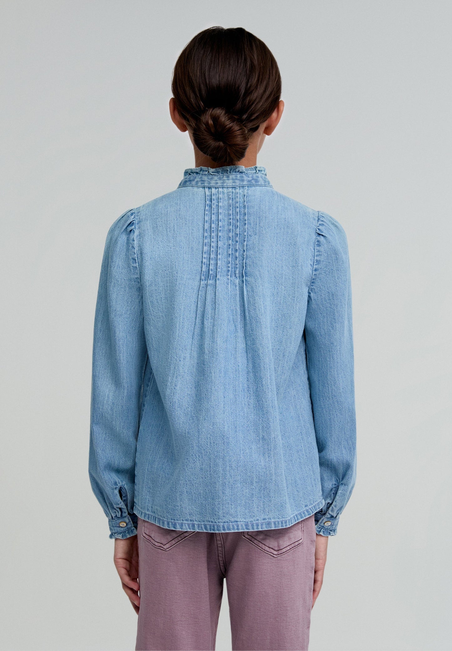 DENIM PLEAT BLOUSE GIRLS