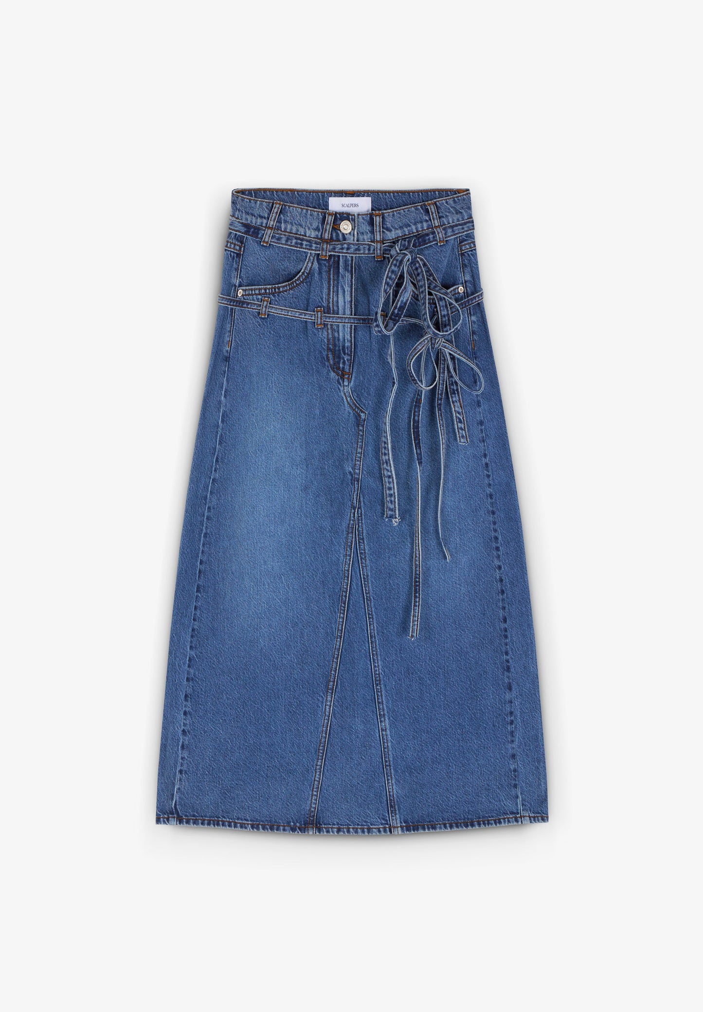 JUPE MIDI DENIM LAÇAGE