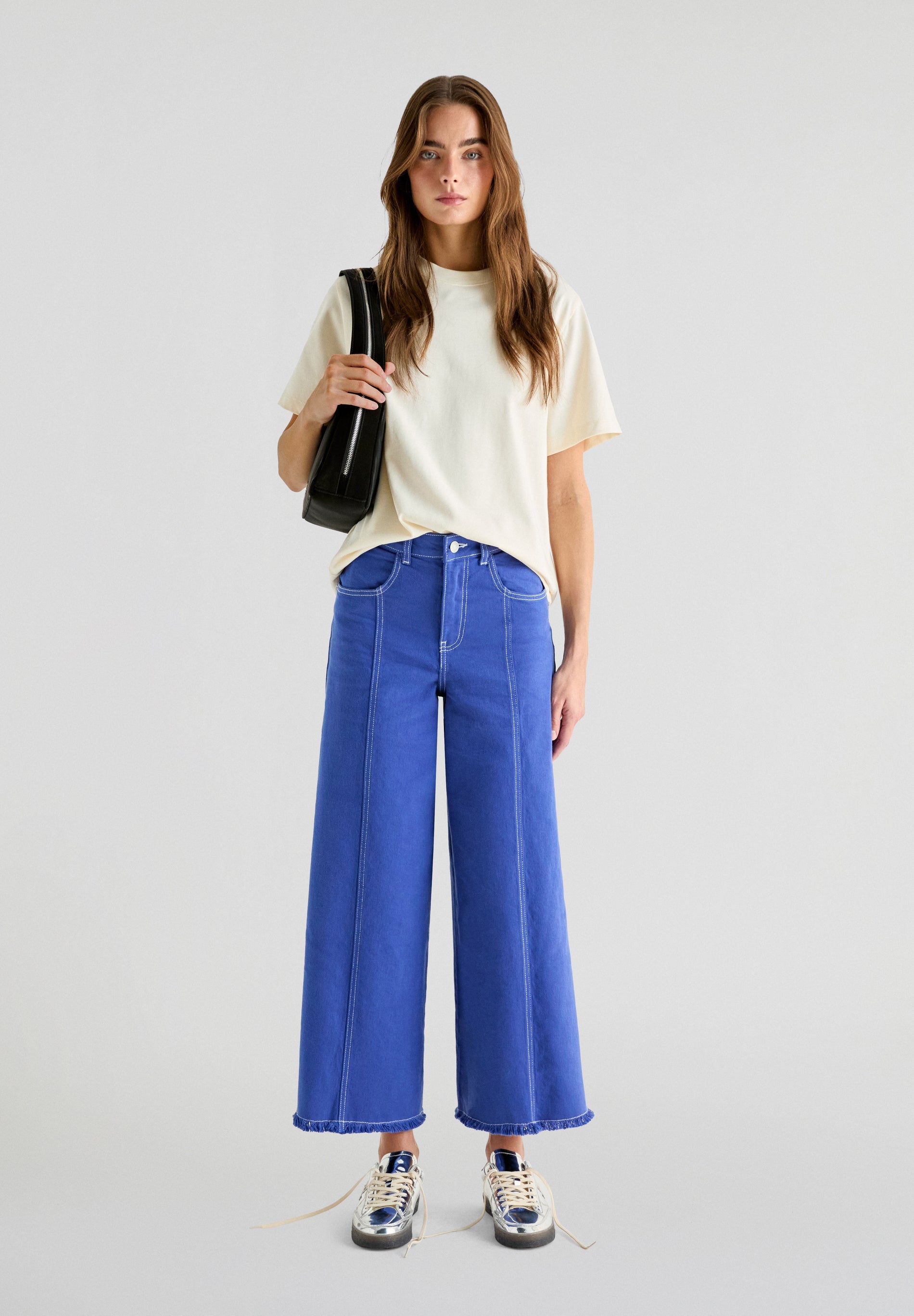 STITCHING CULOTTE DENIM PANT