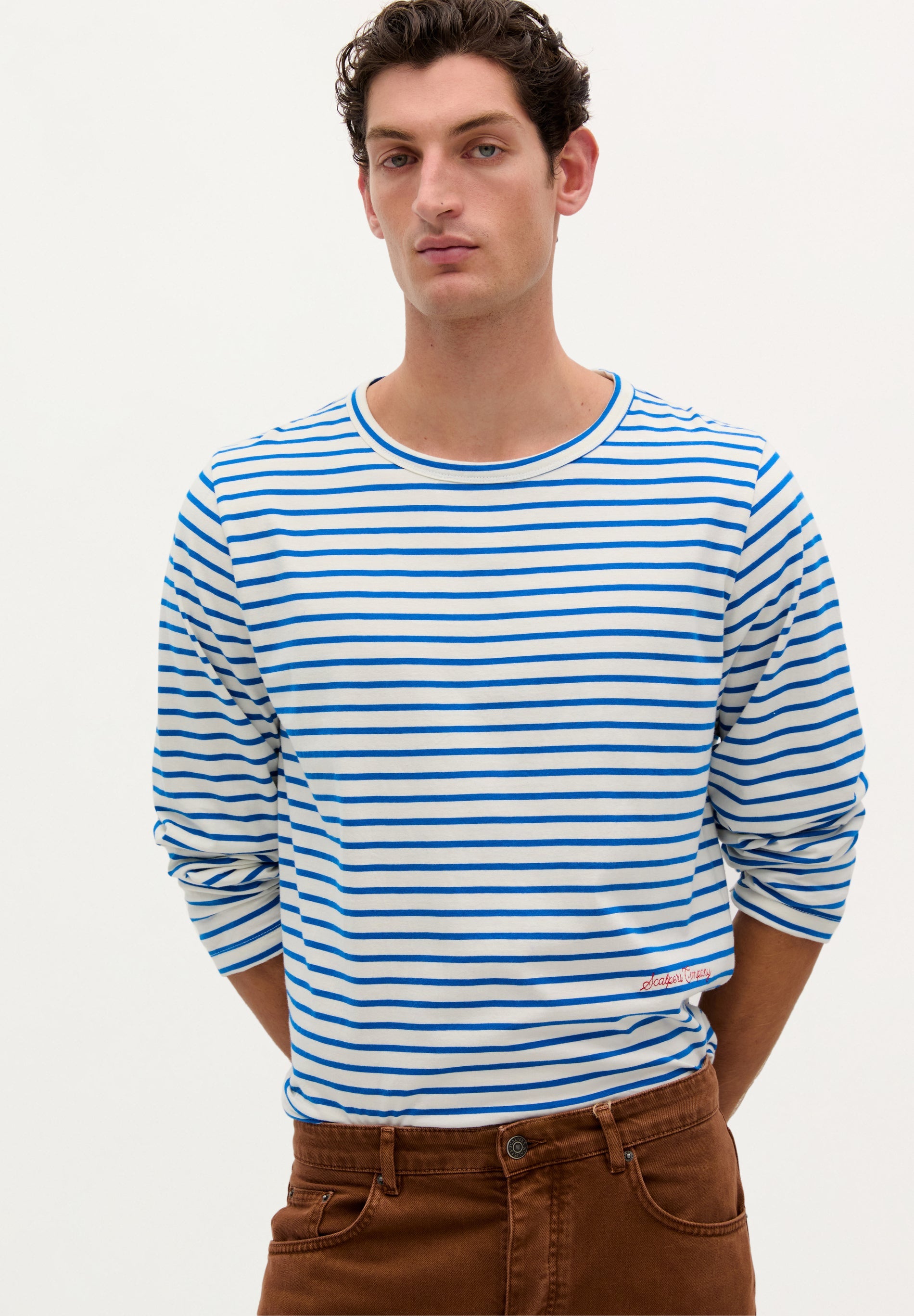 SCSTRIPED EMB LS TEE