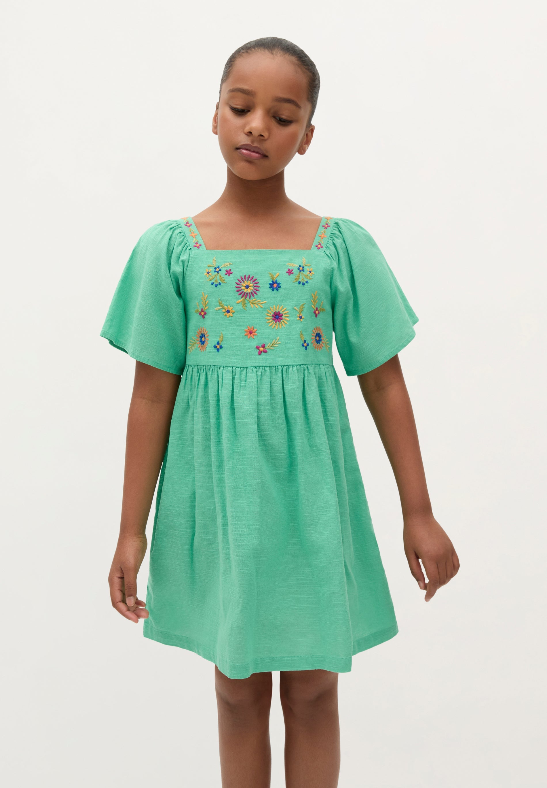 ROBE COTON FLEURS BRODÉES