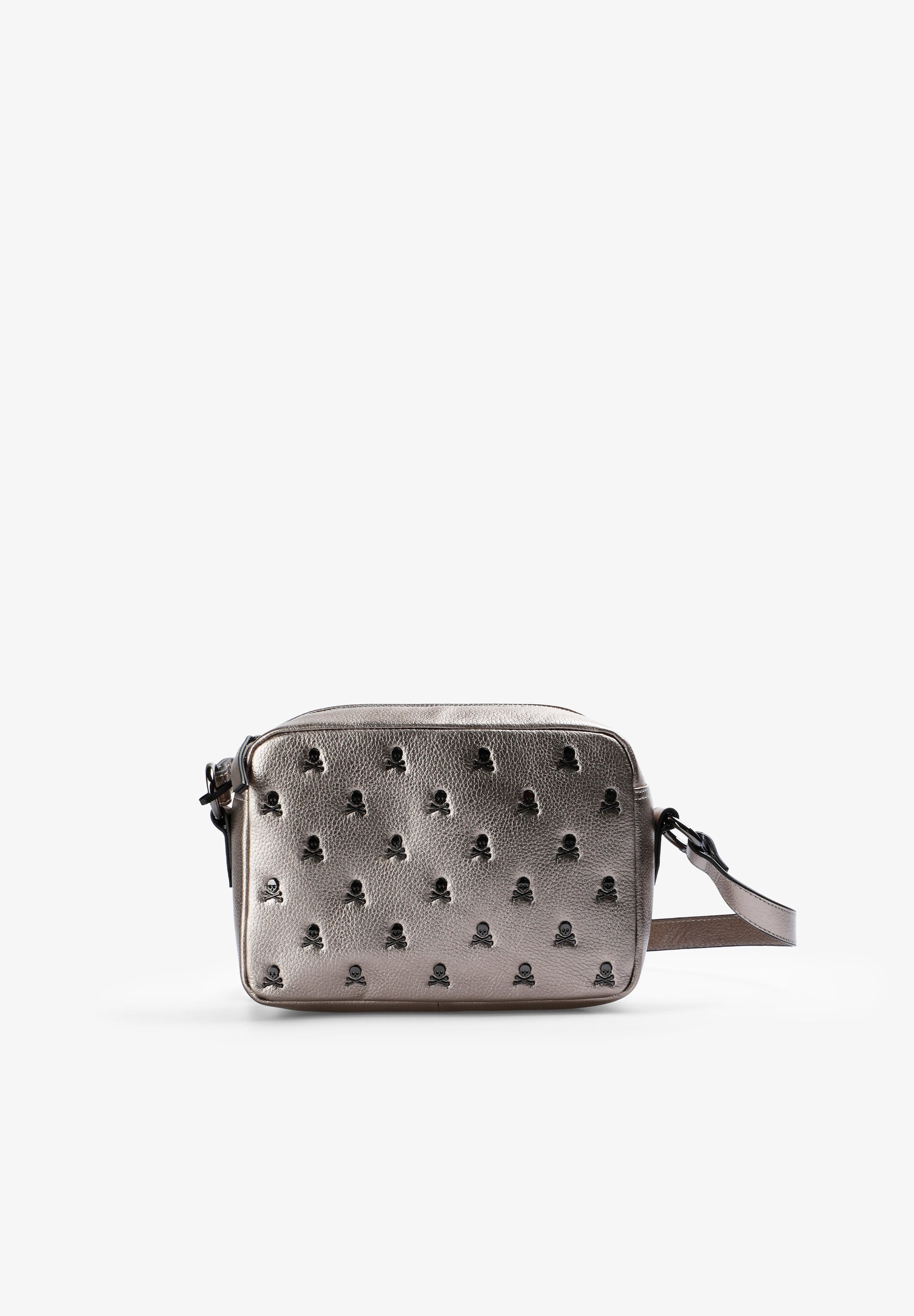 SAC CUIR BANDOULIÈRE SKULLS ALL OVER