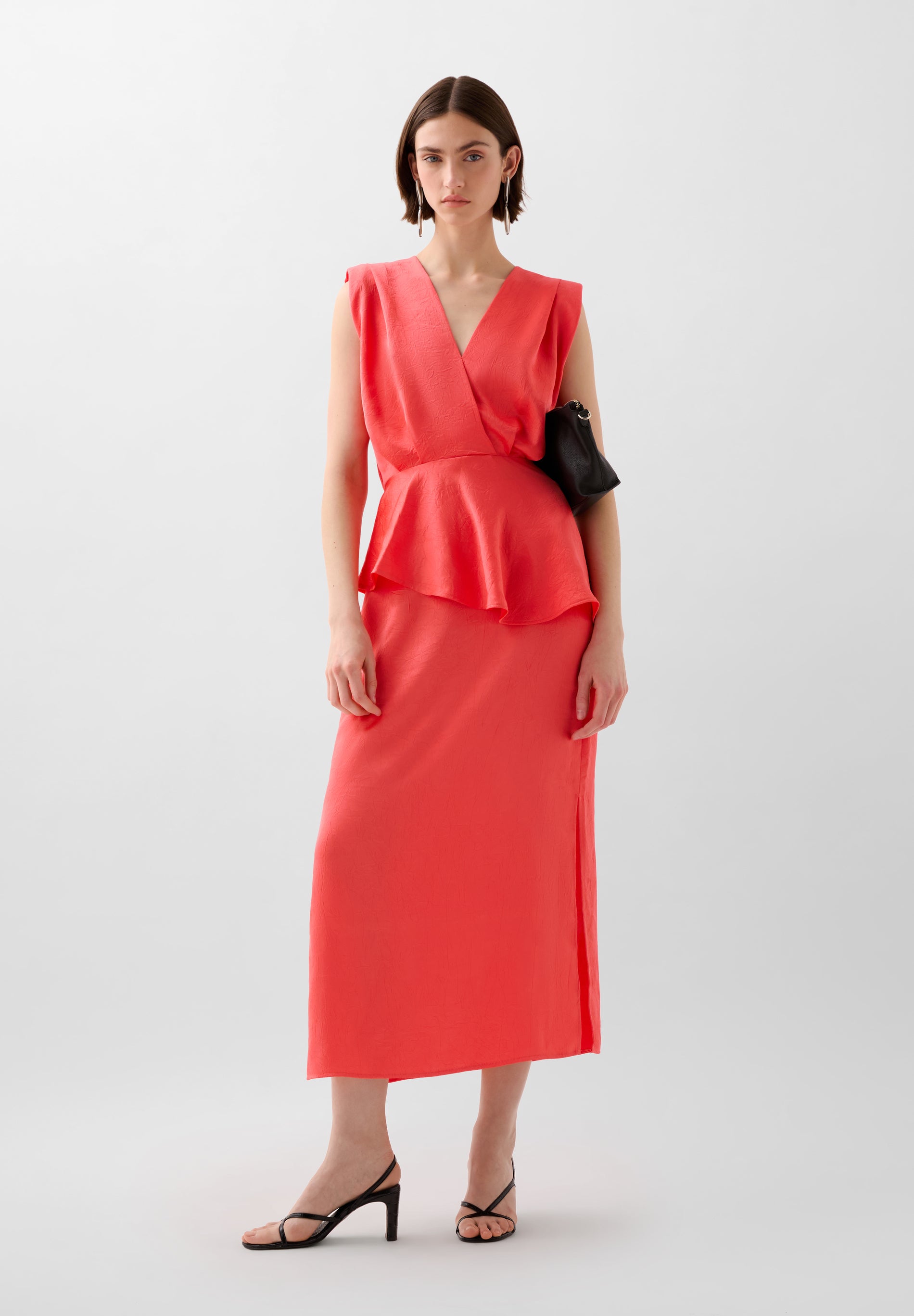 JUPE MIDI FLUIDE TEXTURÉE
