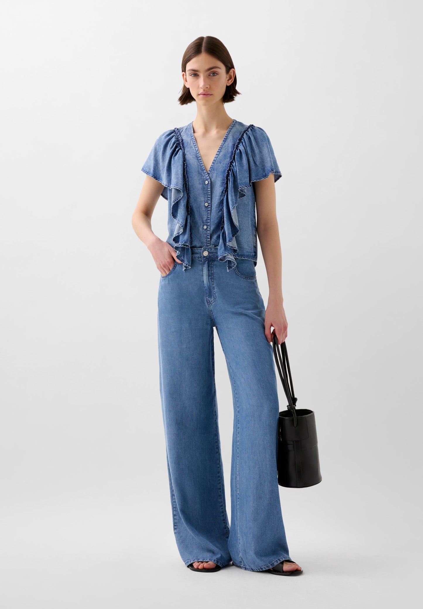 CHEMISE VOLANTS FLUIDE DENIM