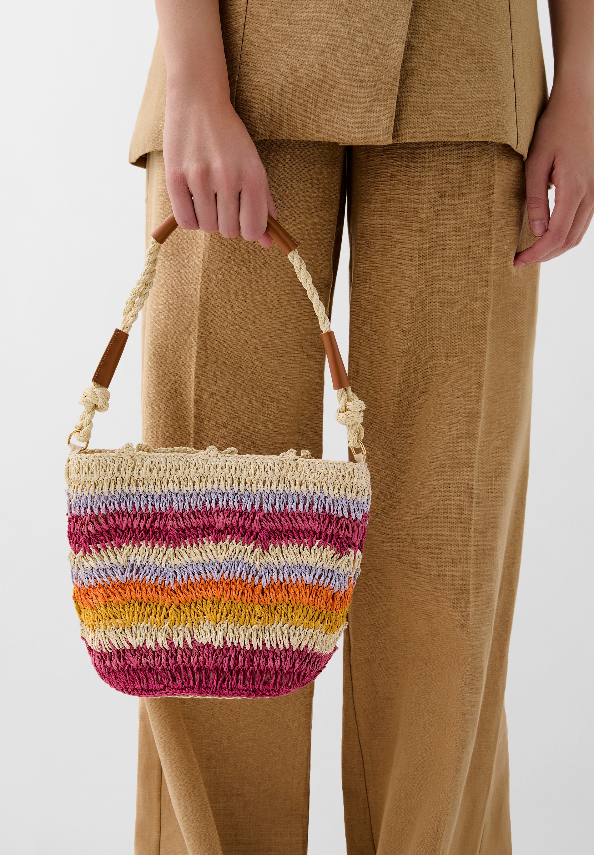 SAC SEAU RAPHIA MULTICOLORE