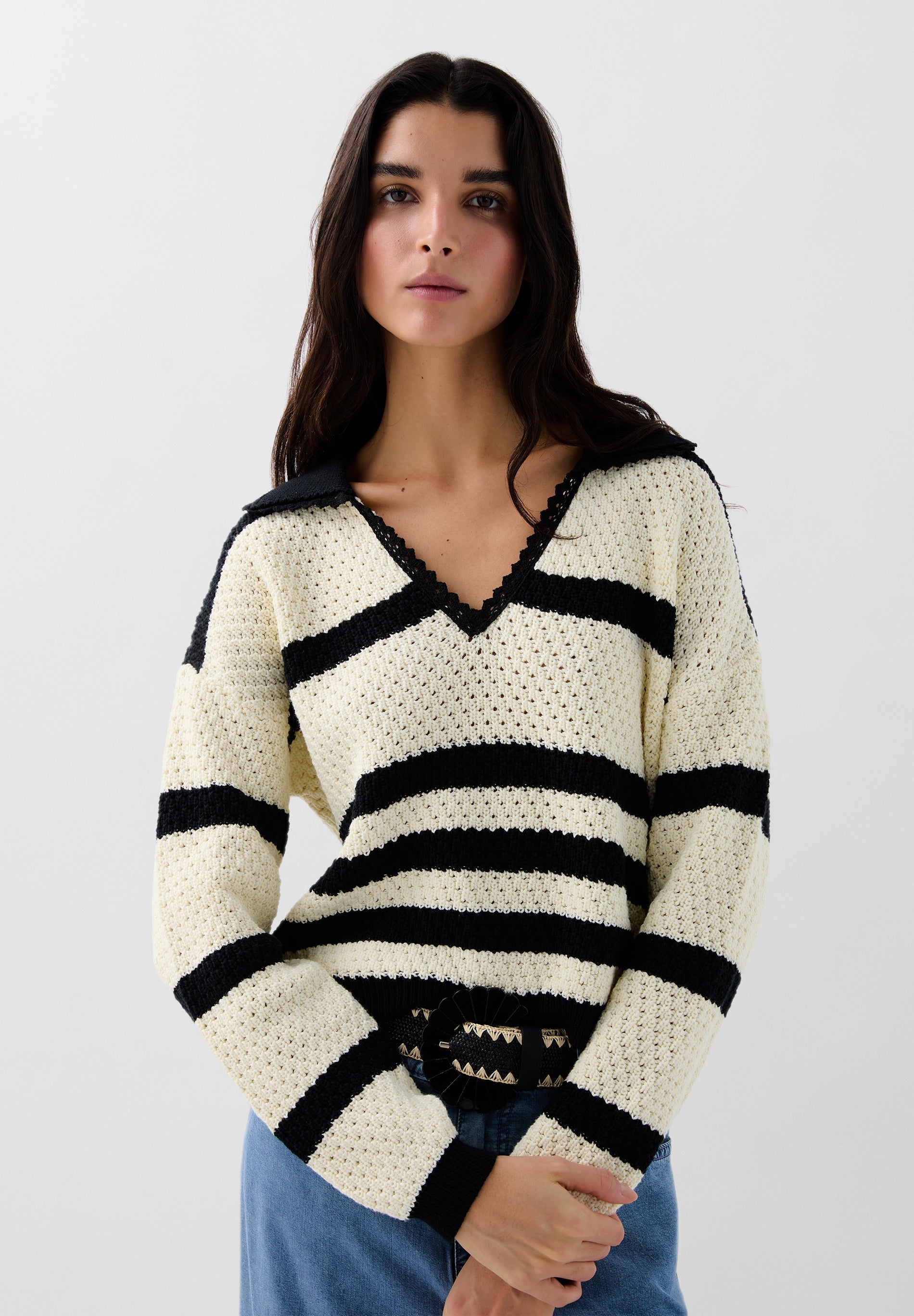 PULL RAYURES CROCHET