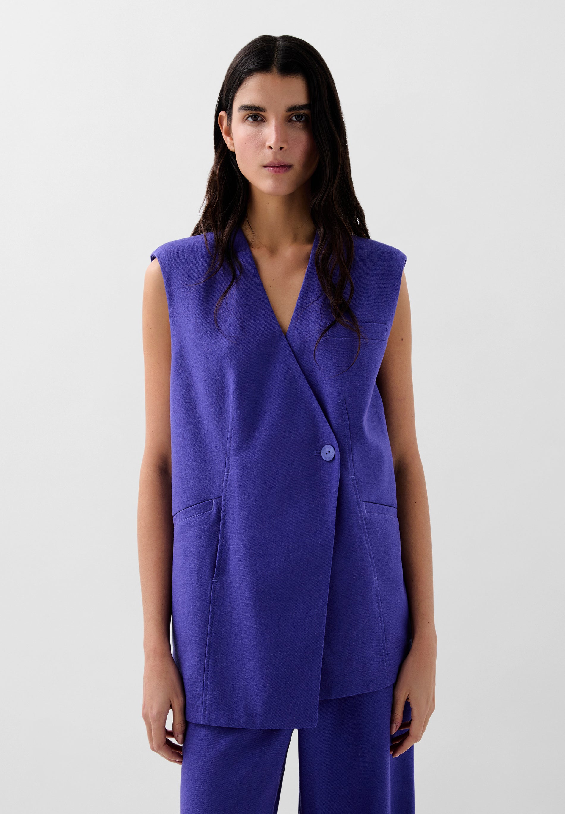 GILET LIN CROISÉ