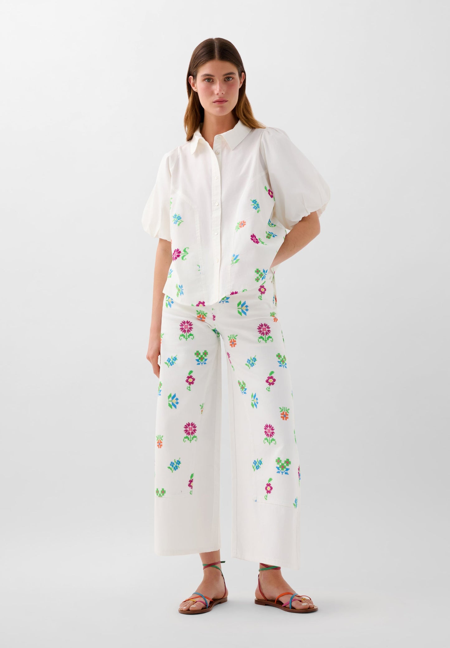 JUPE-CULOTTE BRODERIES FLEURS