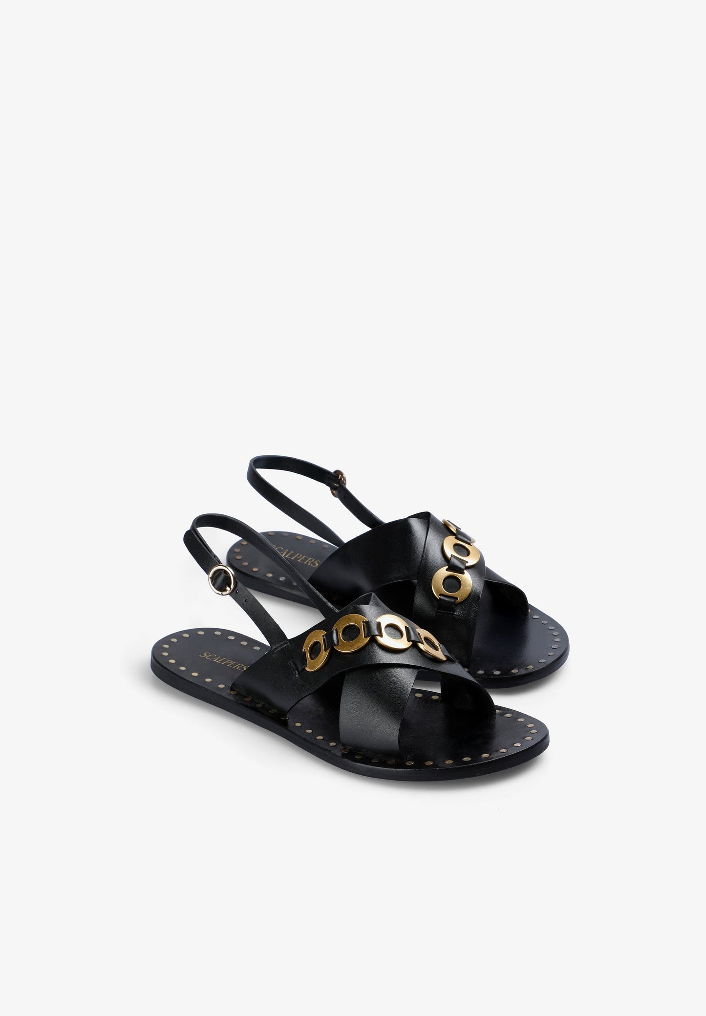 SANDALES 100 % CUIR MÉTALLISÉ