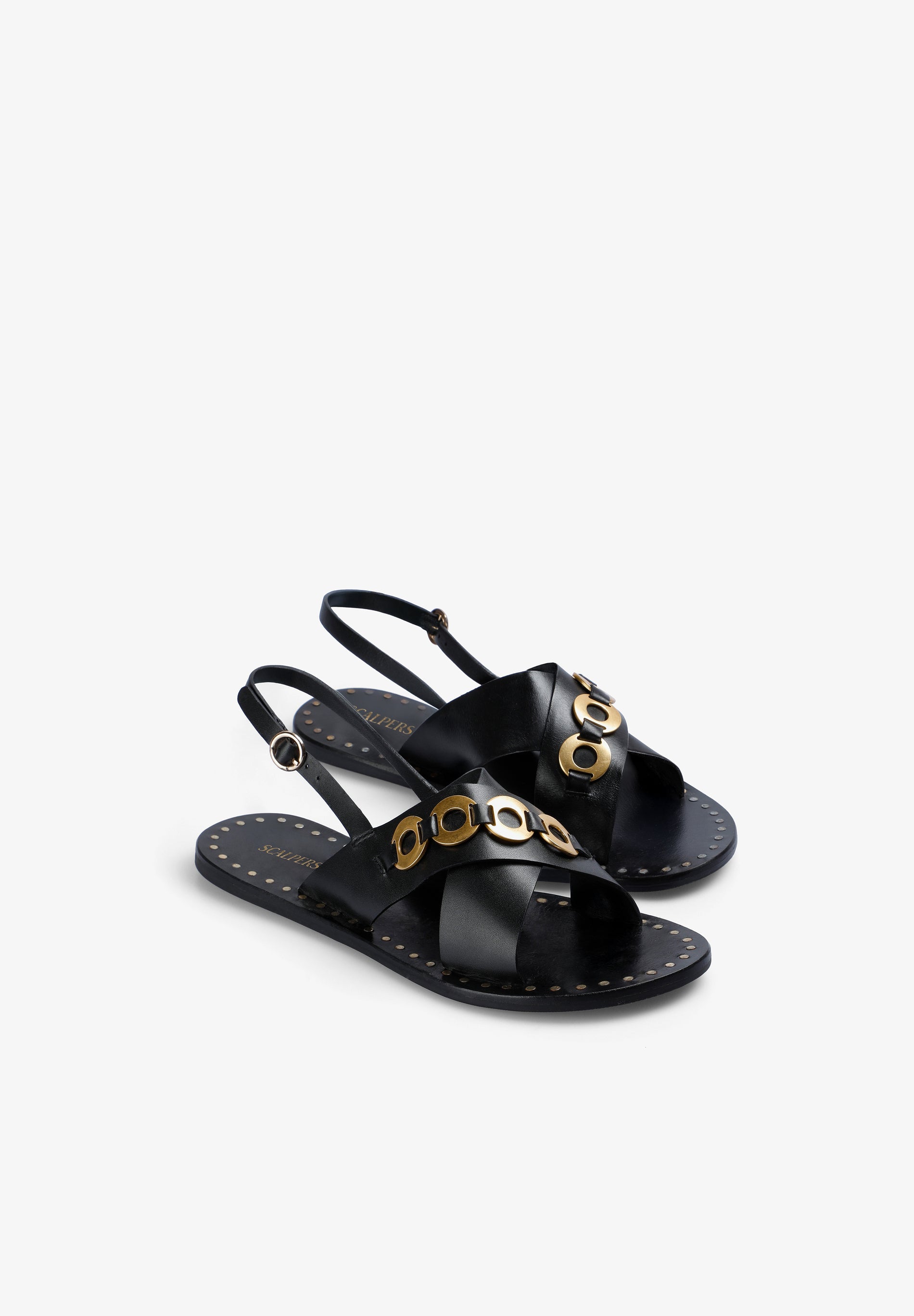 SANDALES 100 % CUIR MÉTALLISÉ