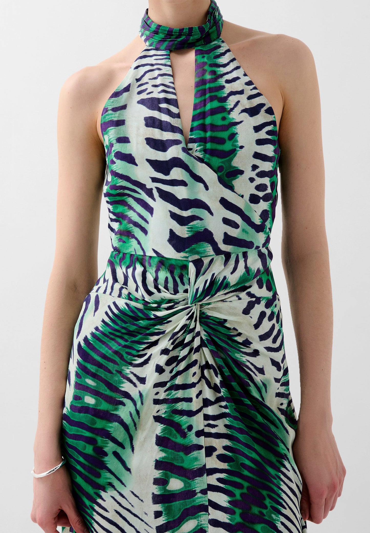 ROBE MIDI HALTER DRAPÉE