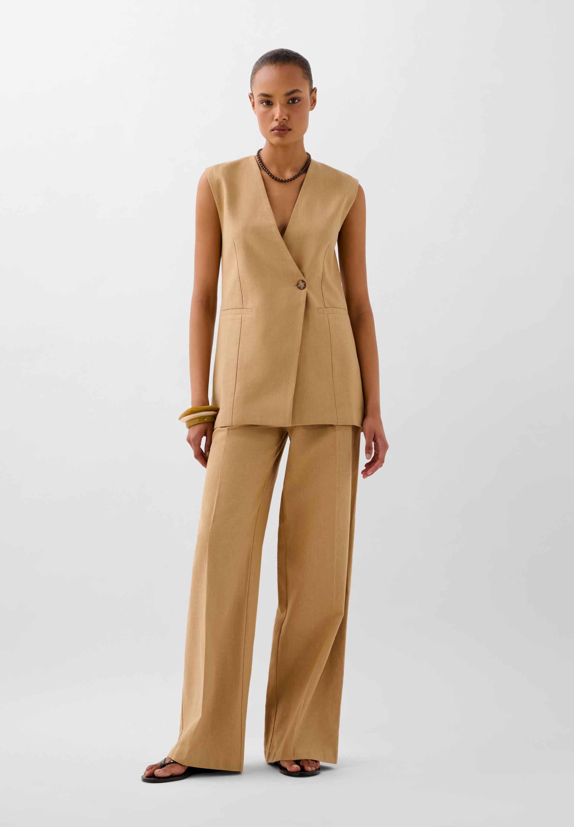 PANTALON À PINCES LIN