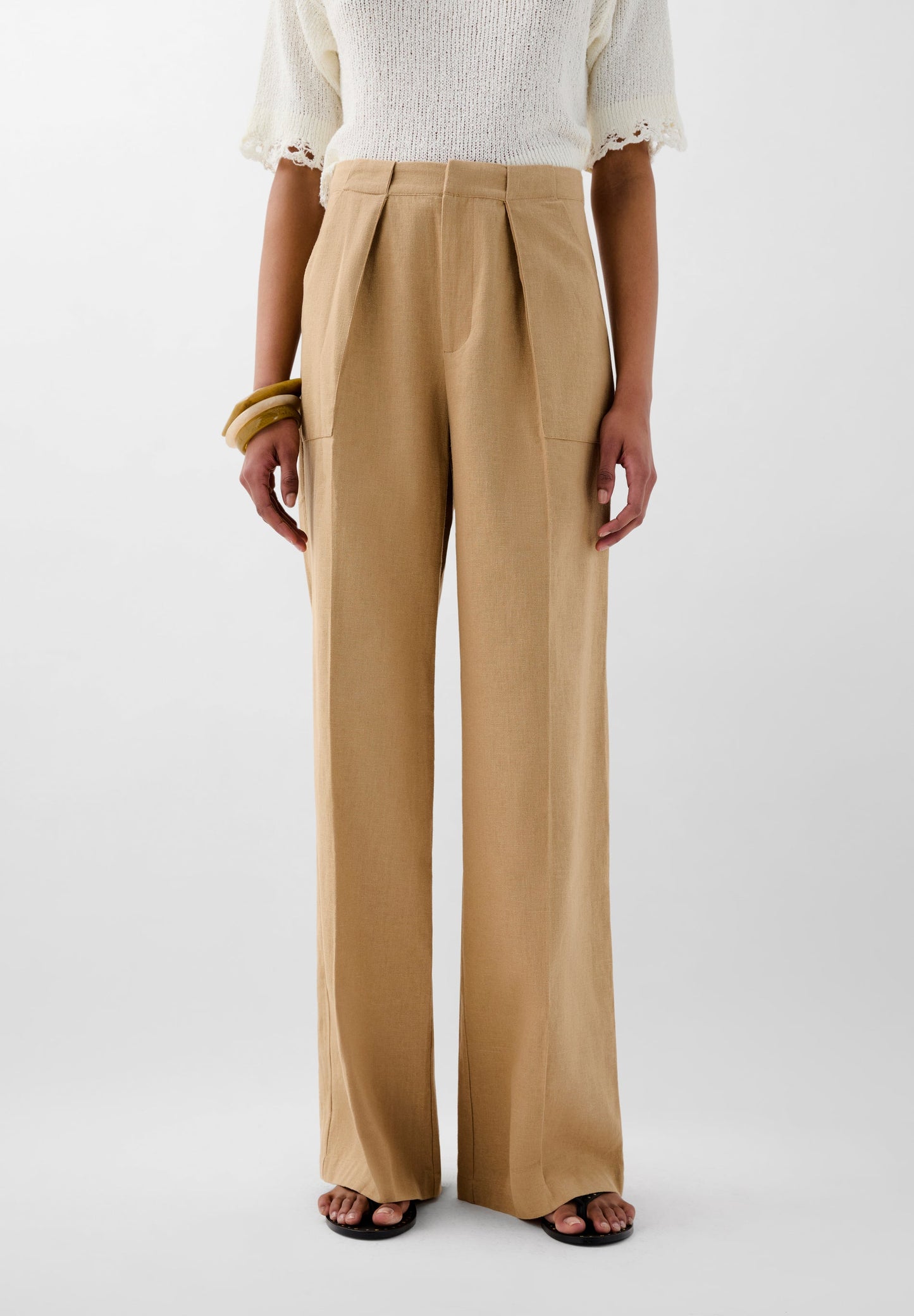 PANTALON À PINCES LIN