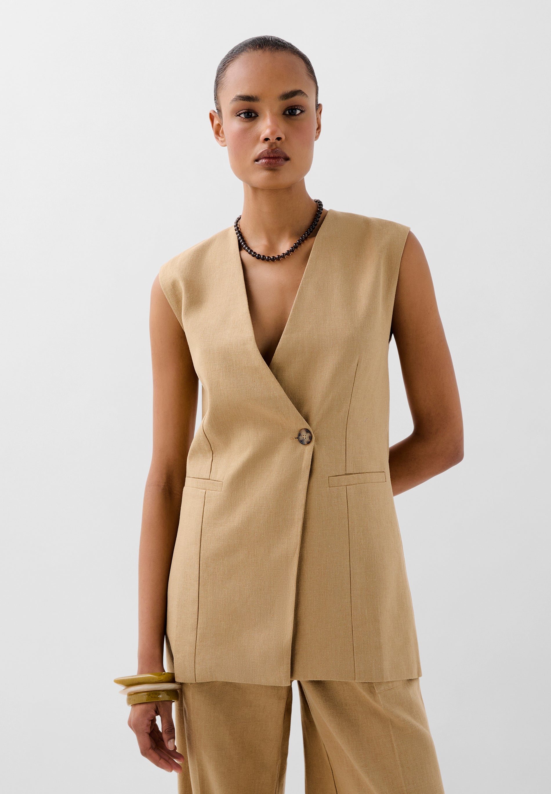 GILET LIN PINCES
