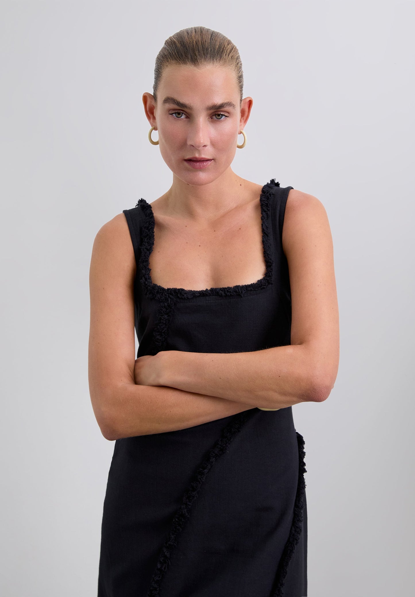 SCLINENFRINGED DRESS