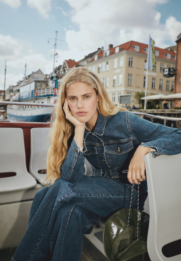 VESTE DENIM AVEC CEINTURE