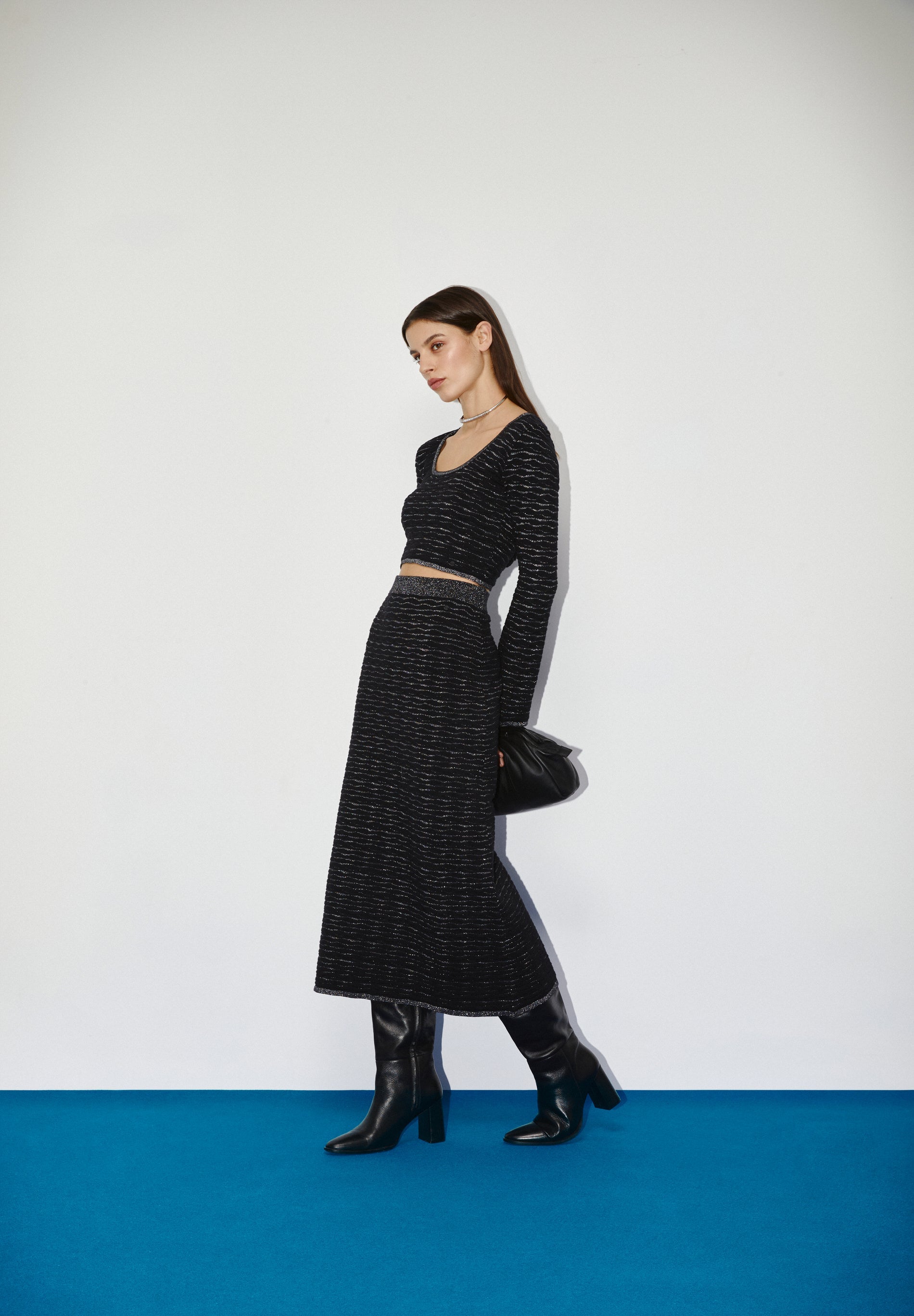 JUPE MIDI MAILLE LUREX